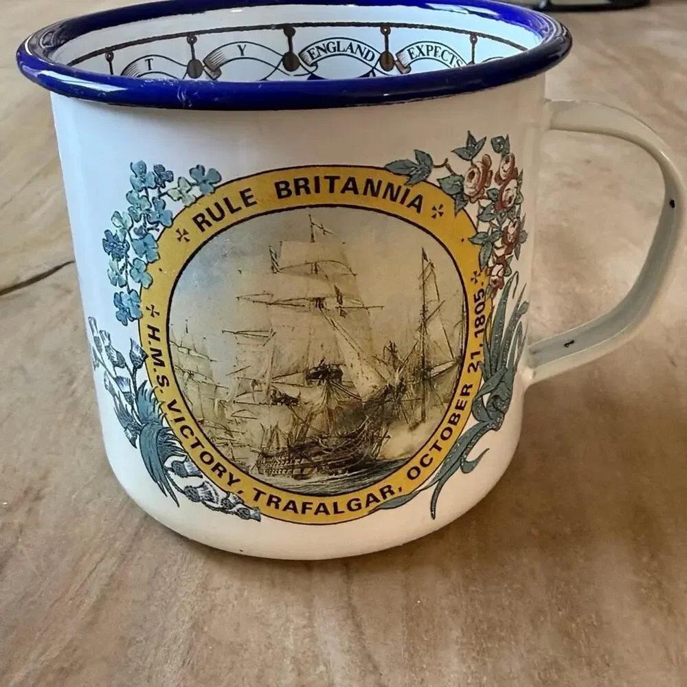 Vintage Pusser's Rum Enamel Mug Admiral Lord Nelson British Navy Cup Tortola BVI